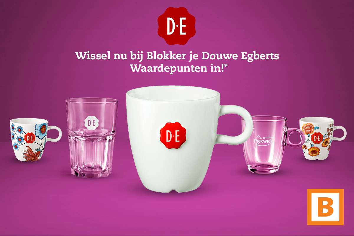 actie dood elleboog Douwe Egberts D.E. punten sparen en inwisselen bij Blokker!